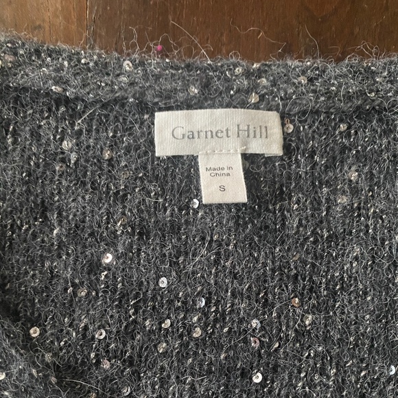 Garnet Hill sparkle v-neck holiday sweater, small - Picture 9 of 12